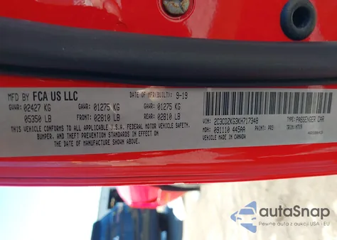 2019 Dodge Challenger Gt Awd z USA, uszkodzony, nr VIN 2C3CDZKG3KH717348